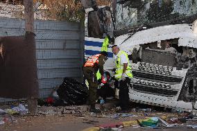 Truck Crashes Into Bus Station In Tel Aviv