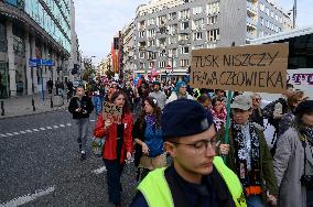 Rally In Support Of Right To Asylum In Poland.