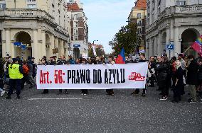 Rally In Support Of Right To Asylum In Poland.