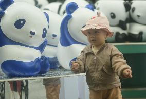 Giant Panda Matrix Art Installation in Hangzhou