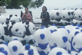 Giant Panda Matrix Art Installation in Hangzhou