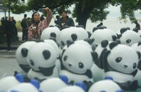 Giant Panda Matrix Art Installation in Hangzhou