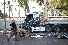 One Killed And Dozens Injured In Truck Ramming At Bus Stop - Tel Aviv