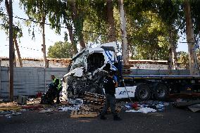 One Killed And Dozens Injured In Truck Ramming At Bus Stop - Tel Aviv