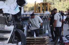 One Killed And Dozens Injured In Truck Ramming At Bus Stop - Tel Aviv