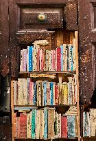 Bookshelf Illusion On A Broken Door In Lucera, Italy