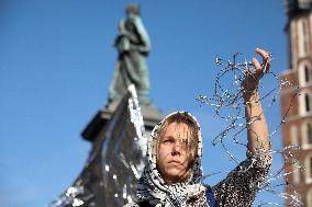 Protest Against The Suspension Of Asylum Law In Krakow