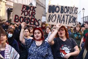 Protest Against Suspending Asylum Rights In Poland