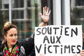 Depardieu Trial - Feminists Demonstrate Outside The Court In Support Of The Victims