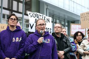 Depardieu Trial - Feminists Demonstrate Outside The Court In Support Of The Victims - Paris