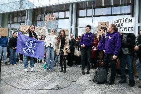 Depardieu Trial - Feminists Demonstrate Outside The Court In Support Of The Victims - Paris