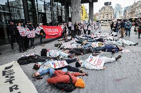 Demonstration In Front Of Total Energies' Headquarters In Brussels