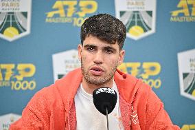 Carlos Alcaraz Press Conference of The Rolex Paris Masters - Paris