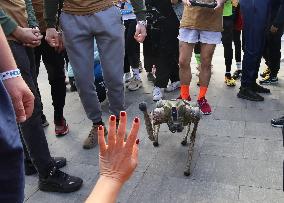 Robot dog at charity run in Ukrainian capital