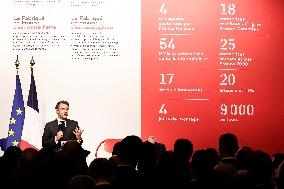 Emmanuel Macron at inauguration of the "Made in France" exhibition at Elysee - Paris