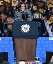 Campaign Rally In Ann Arbor Michigan With Kamala Harris, Tim Walz And Maggie Rogers