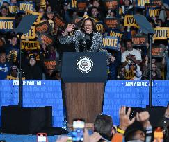 Campaign Rally In Ann Arbor Michigan With Kamala Harris, Tim Walz And Maggie Rogers