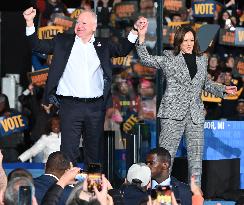 Campaign Rally In Ann Arbor Michigan With Kamala Harris, Tim Walz And Maggie Rogers