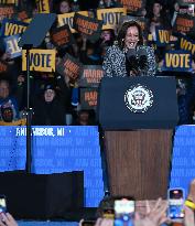 Campaign Rally In Ann Arbor Michigan With Kamala Harris, Tim Walz And Maggie Rogers