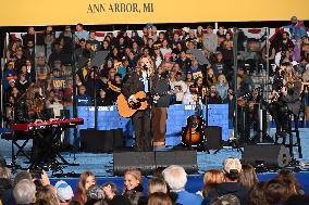 Campaign Rally In Ann Arbor Michigan With Kamala Harris, Tim Walz And Maggie Rogers