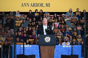 Campaign Rally In Ann Arbor Michigan With Kamala Harris, Tim Walz And Maggie Rogers