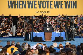 Campaign Rally In Ann Arbor Michigan With Kamala Harris, Tim Walz And Maggie Rogers