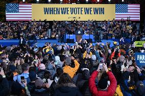 Campaign Rally In Ann Arbor Michigan With Kamala Harris, Tim Walz And Maggie Rogers