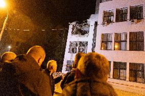 An Aerial Bomb At The Derzhprom Building In The Center Of Kharkiv