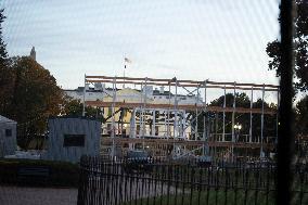 Up Date View Of The White House  Were They Have Started Building The  Viewing Stand For The 2025 Inauguration