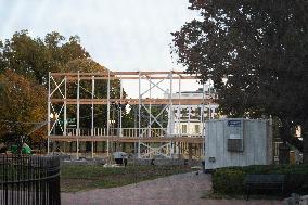 Up Date View Of The White House  Were They Have Started Building The  Viewing Stand For The 2025 Inauguration