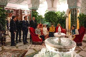 Quiet Moment Of French Presidential Couple And Royal Family - Rabat