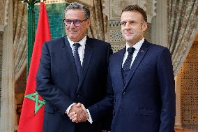 President Macron Meets With PM Akhannouch - Rabat