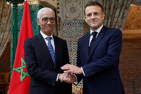 President Macron Meets With Parliament Speaker Talbi Alami - Rabat