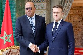 President Macron Meets With House of Councillors President - Rabat