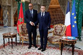 President Macron Meets With House of Councillors President - Rabat