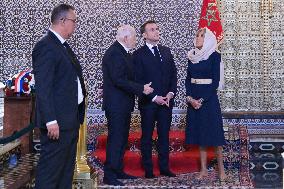 President Macron And Wife At Mausoleum Of Mohamed V - Rabat