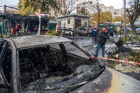 Aftermath Of A Russian Drone Strike In Kyiv