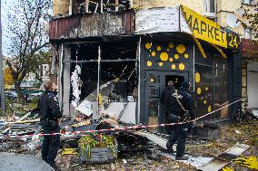 Aftermath Of A Russian Drone Strike In Kyiv