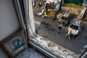 Aftermath Of A Russian Drone Strike In Kyiv