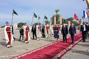 President Macron And Brigitte Macron At Mausoleum Of Mohammed V - Rabat