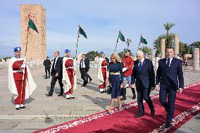 President Macron And Brigitte Macron At Mausoleum Of Mohammed V - Rabat