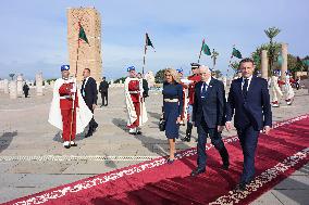 President Macron And Brigitte Macron At Mausoleum Of Mohammed V - Rabat