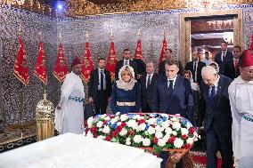 President Macron And Brigitte Macron At Mausoleum Of Mohammed V - Rabat