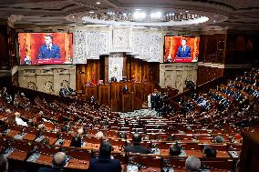 President Macron Delivers A Speech At Parliament - Rabat