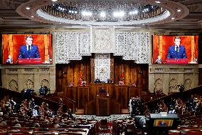 President Macron Delivers A Speech At Parliament - Rabat