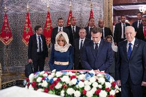 President Macron And Brigitte Macron At Mausoleum Of Mohammed V - Rabat