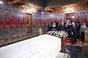 President Macron And Brigitte Macron At Mausoleum Of Mohammed V - Rabat