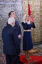 President Macron And Brigitte Macron At Mausoleum Of Mohammed V - Rabat