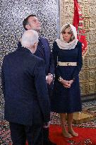 President Macron And Brigitte Macron At Mausoleum Of Mohammed V - Rabat