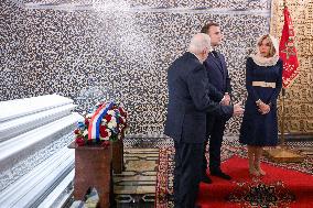 President Macron And Brigitte Macron At Mausoleum Of Mohammed V - Rabat